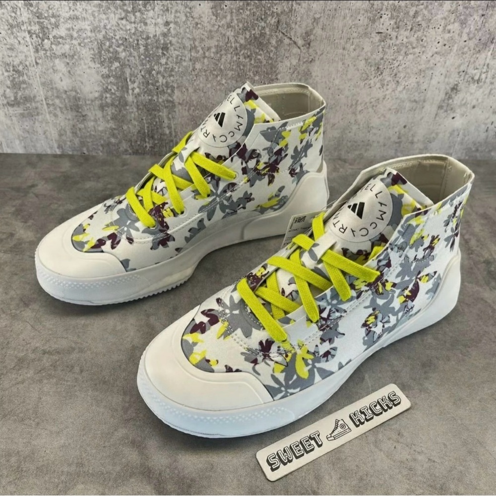 Adidas by Stella McCartney Floral High-Top Sneakers - White and Yellow - Picture 2 of 9